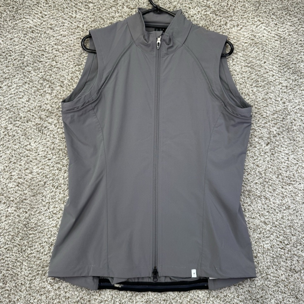 Specialized Cycling Vest Mens Size Large Gray Full Zip Performance Stretch Nylon